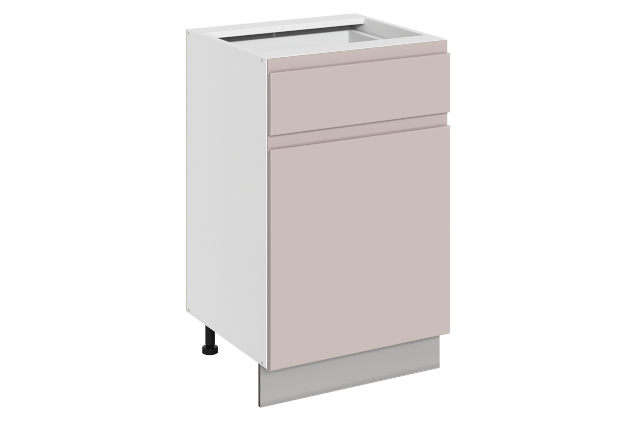 Фьюжн Шкаф рабочий L500 B500 Слим (1 дв.гл. 1 ящ.) (левый) (эмаль) (белый/кофейный)
